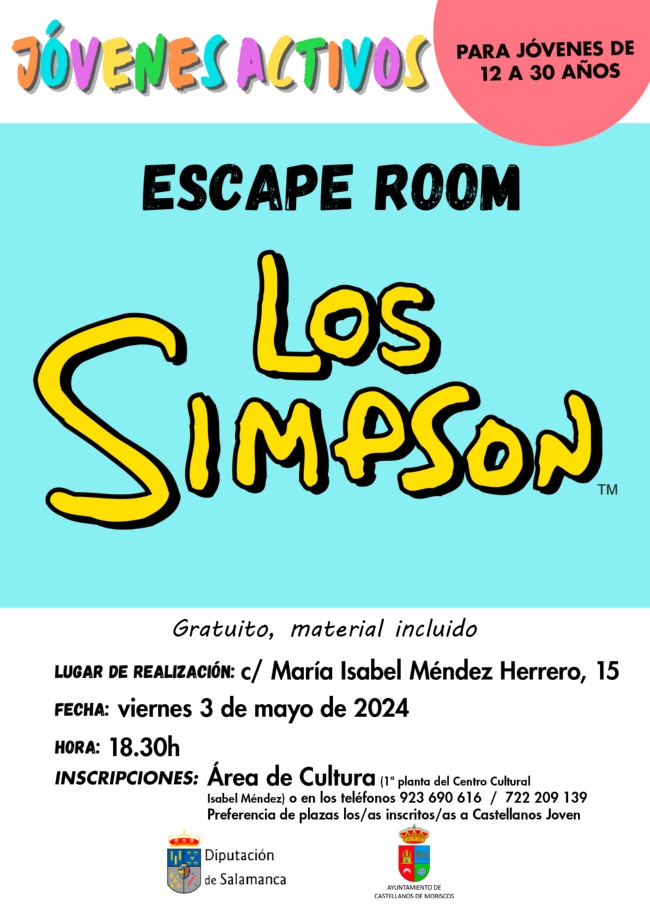Cartel Activida Scape Room Los Simpson