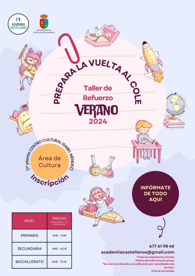 Cartel refuerzo escolar verano