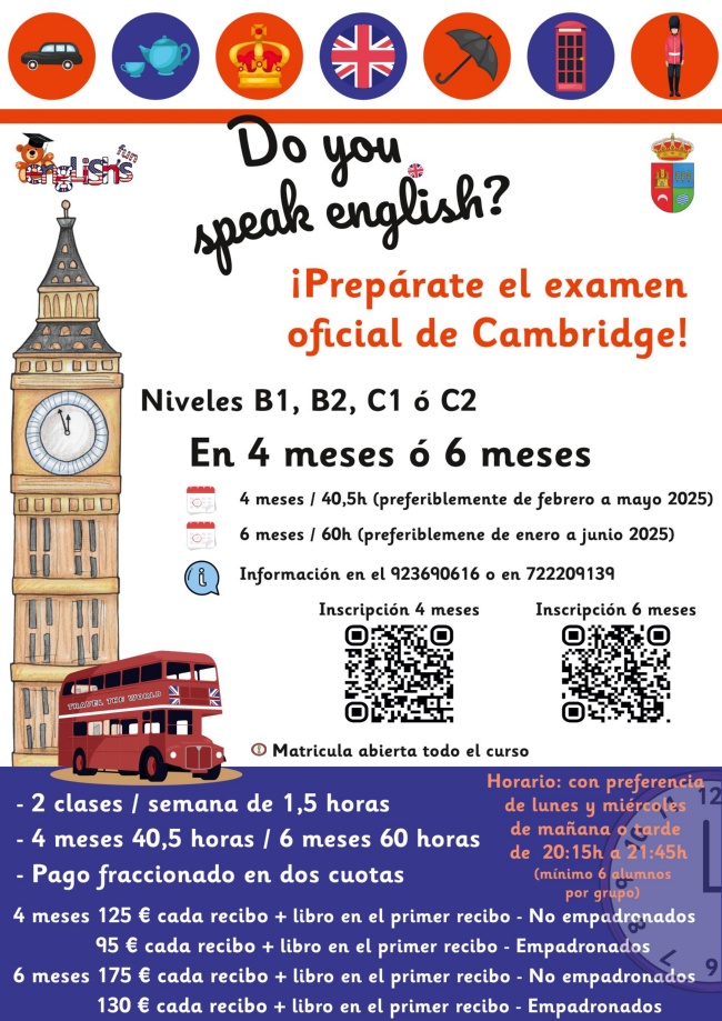 Cartel Cursos Intensivos Cambridge Ingles