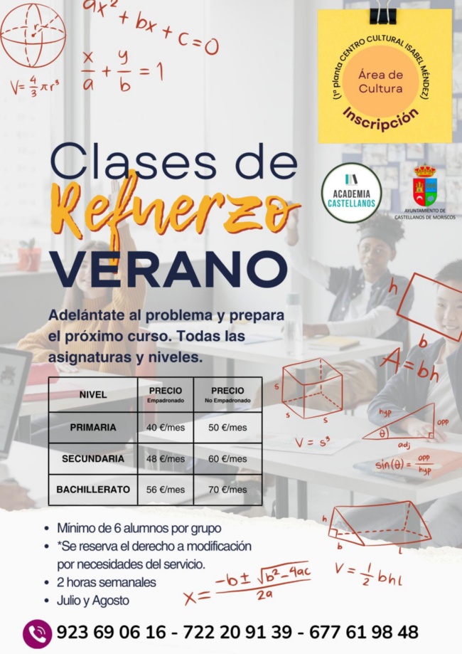 Cartel Clases de refuerzo verano 2025