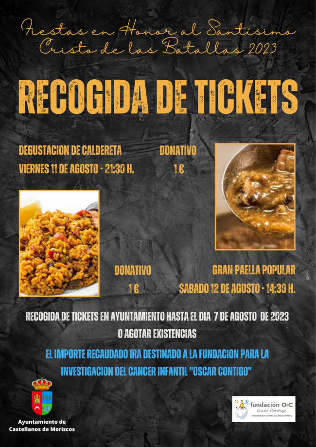 Cartel Recogida tickets Caldereta y paella