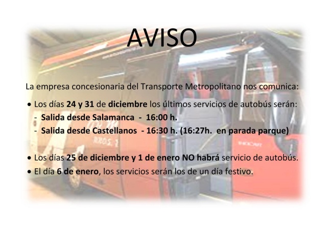 HORARIOS NAVIDAD 2024-2025 BUS