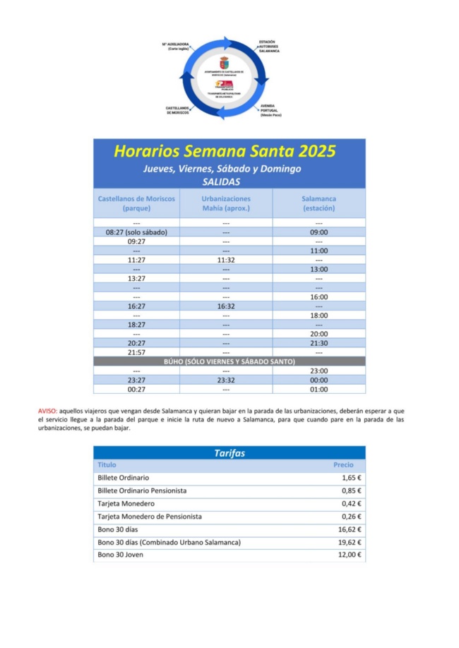 Horarios Semana Santa 2025