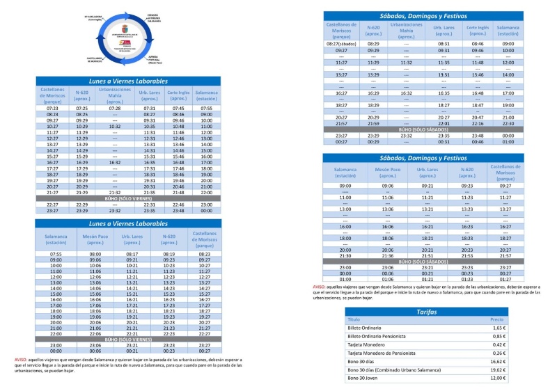 Horarios y tarifas 2025-3